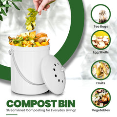 Utopia Kitchen bac à compost en usage lors de la préparation repas