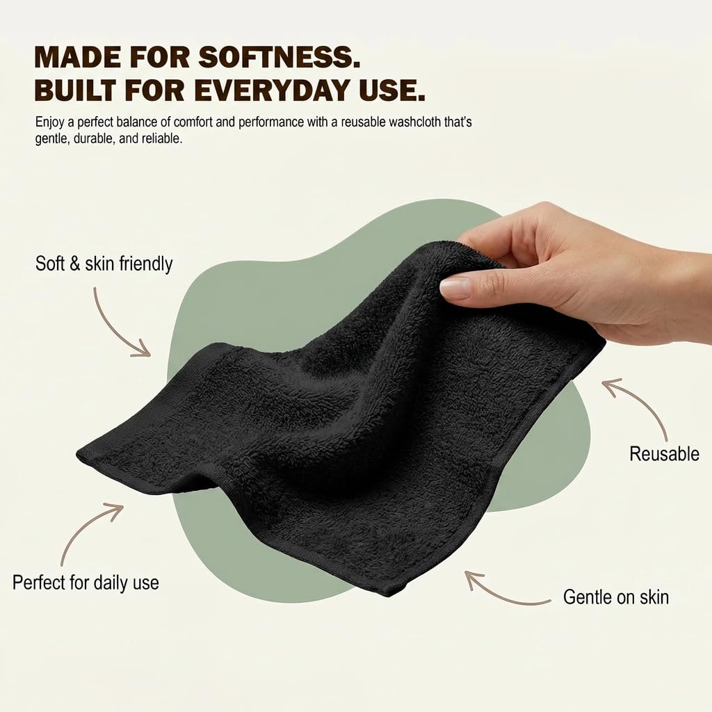 Utopia Towels comparaison taille main montrant dimensions adaptées visage