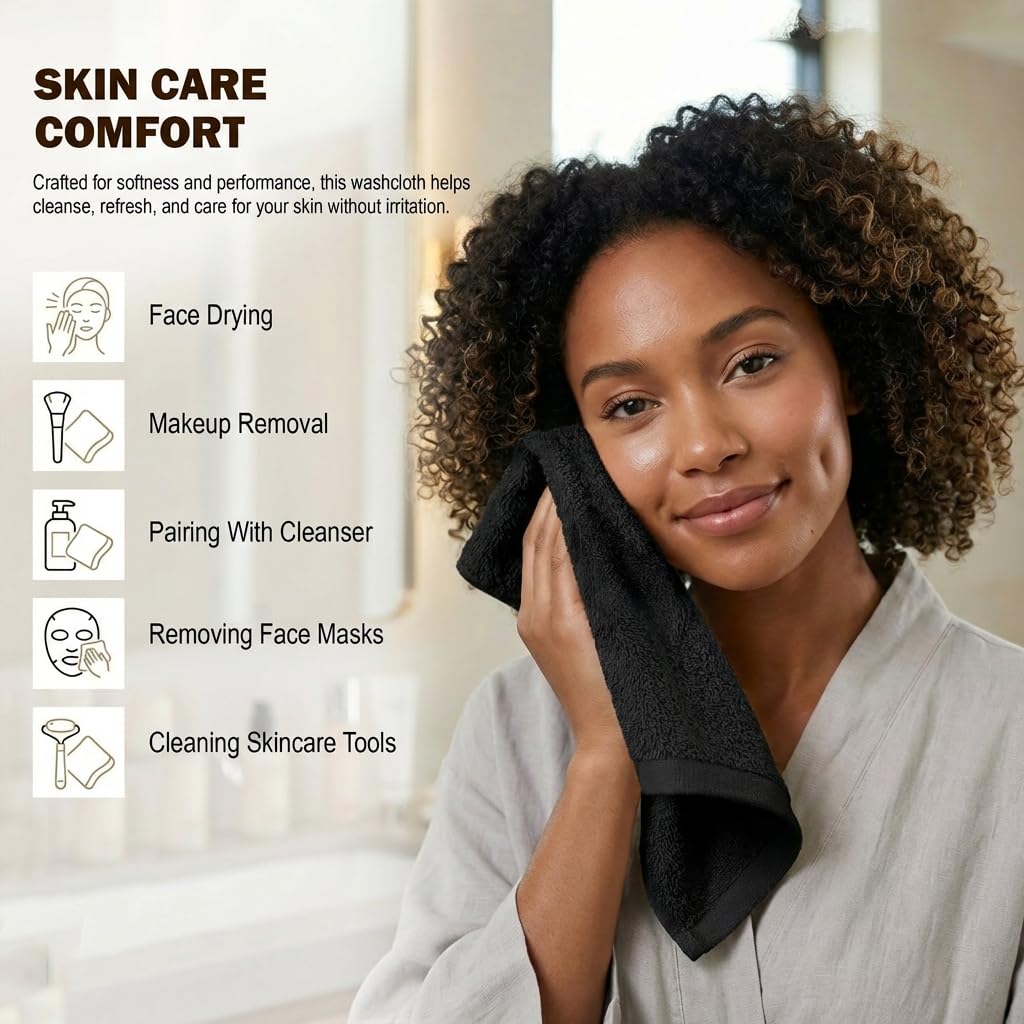 Utopia Towels détail couleur noir montrant finition résistante aux tâches