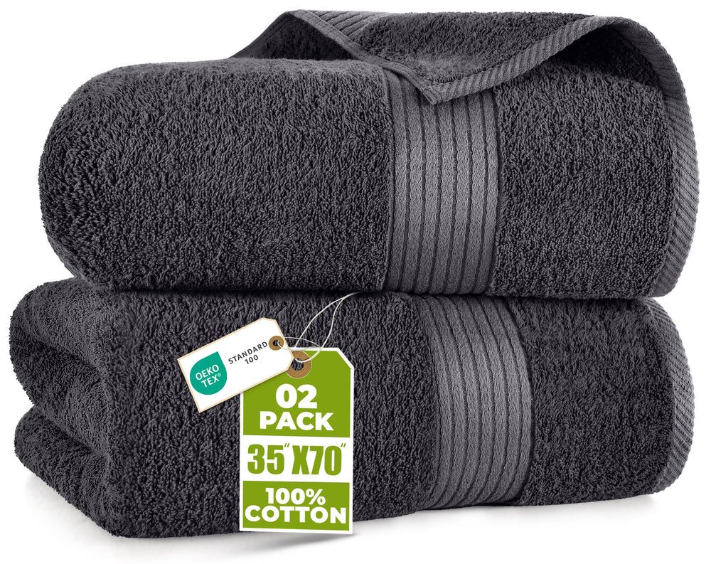 Utopia Towels devanture du drap gris montrant finition et taille bénéfique