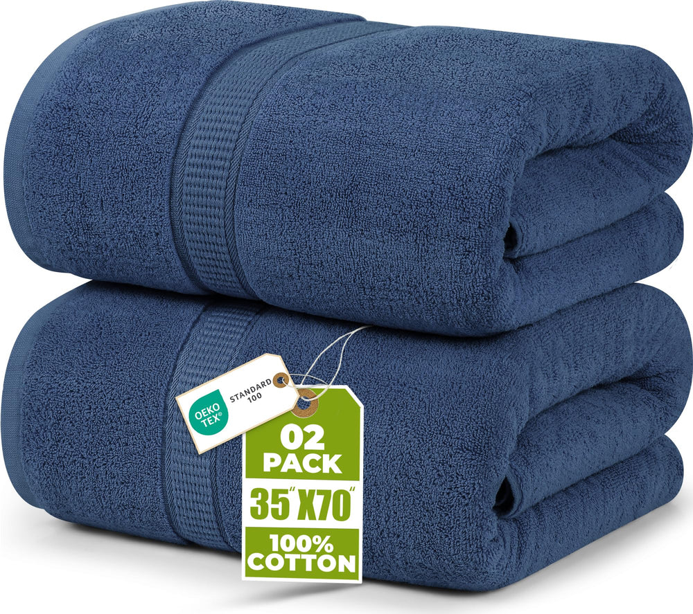 Utopia Towels vue avant du paquet navy montrant présentation professionnelle et couleur riche