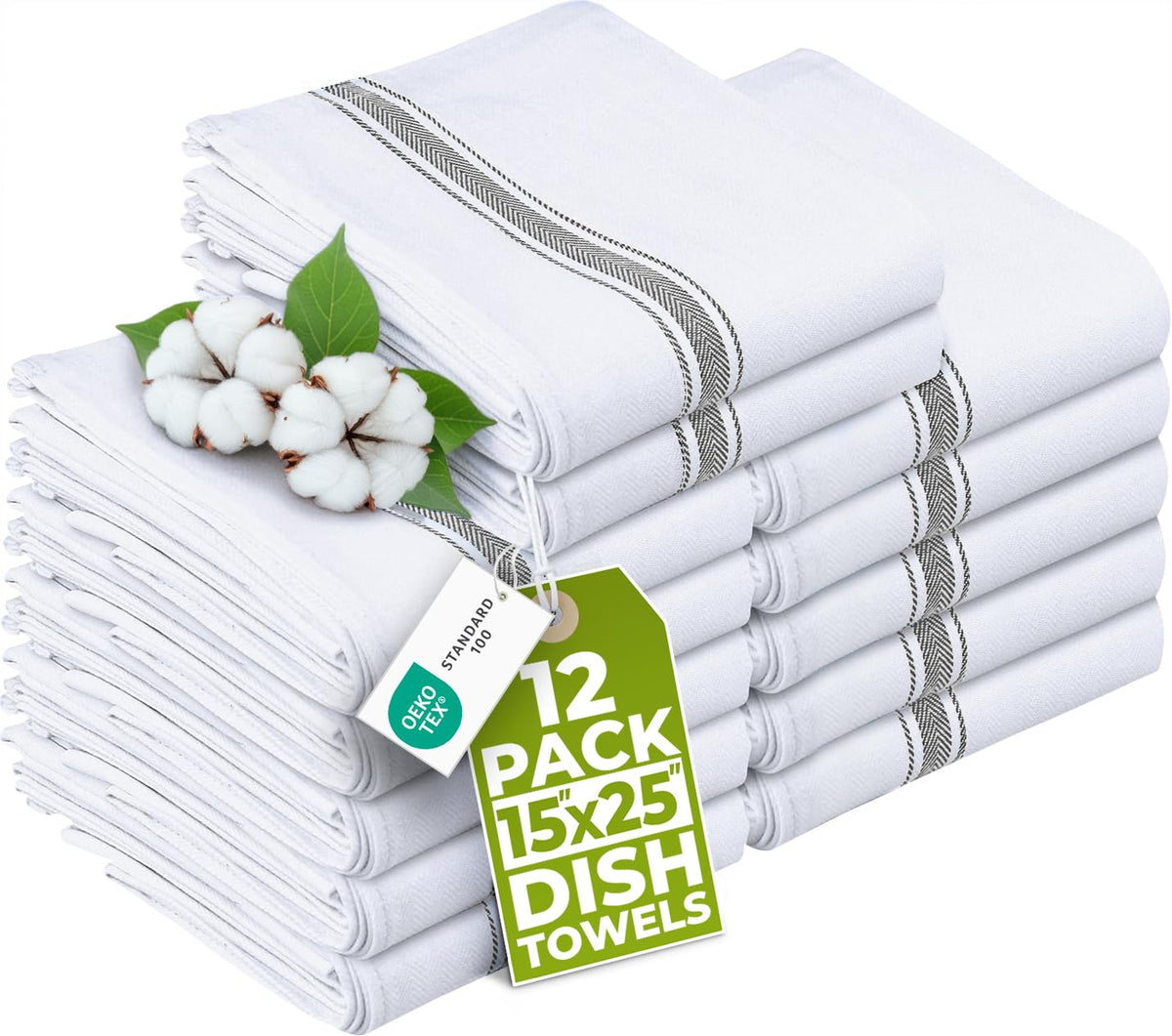 Utopia Towels emballage avant montrant lot de 12 et présentation professionnelle