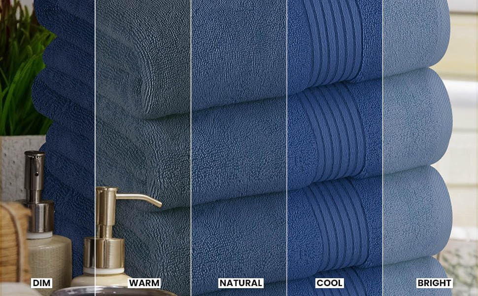 Utopia Towels emballage du lot de quatre mettant en avant quantité et couleur