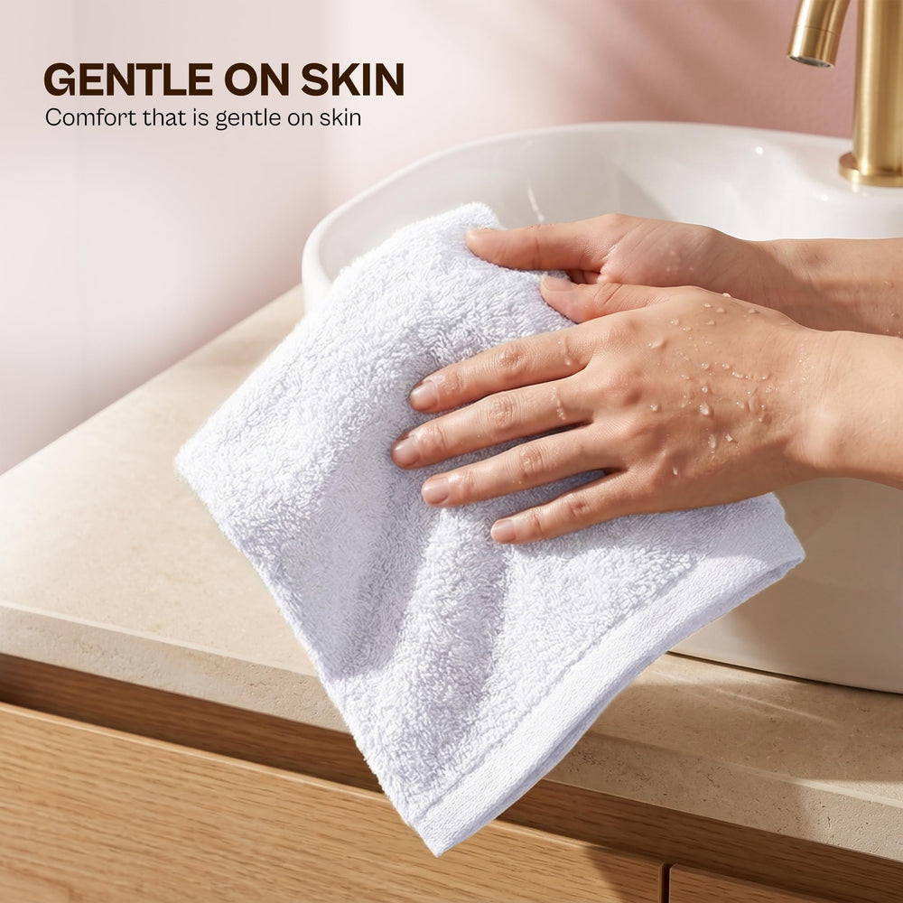 Utopia Towels étiquette indiquant 100% coton et qualité