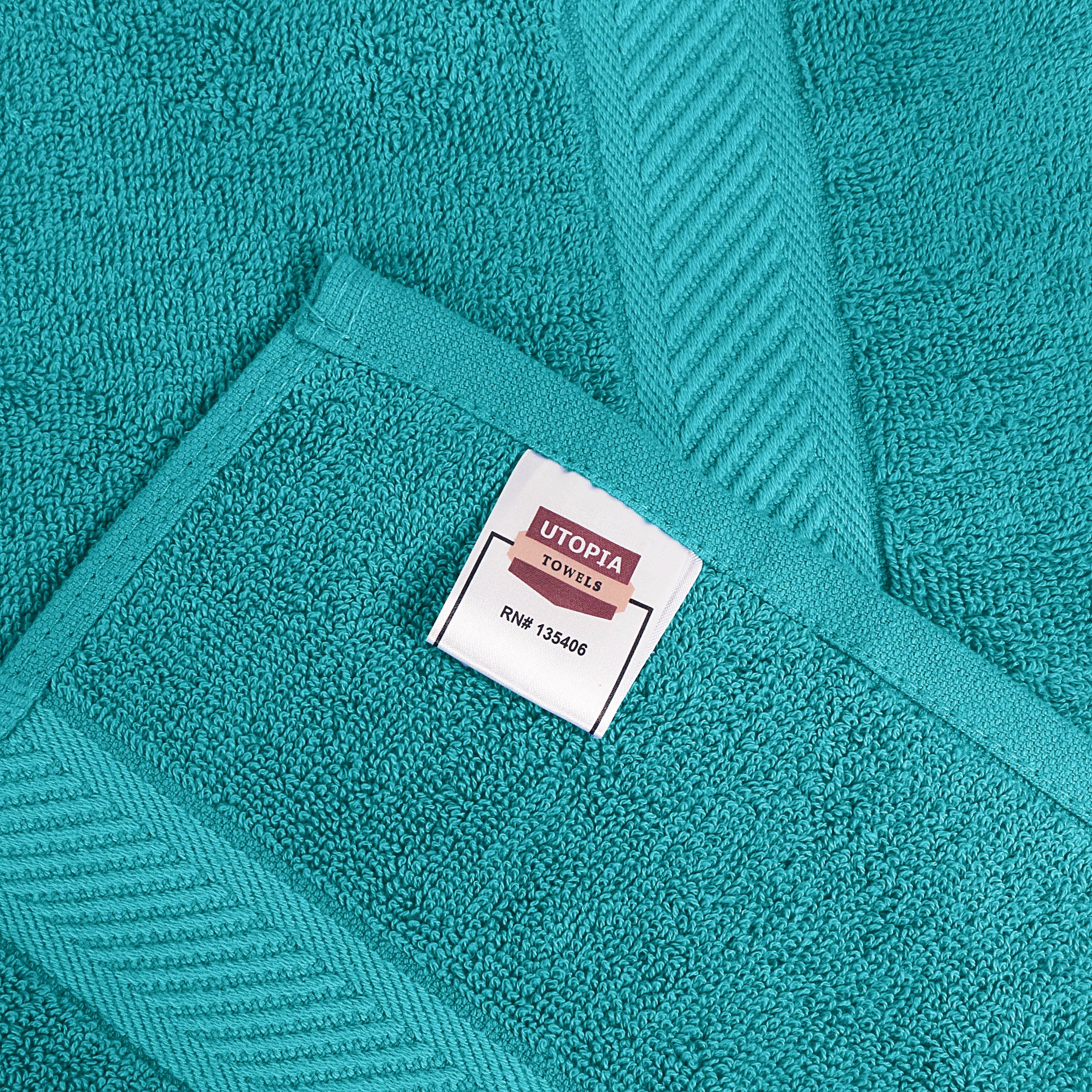 Utopia Towels étiquette OEKO‑TEX visible montrant sécurité textile et sérénité d'usage