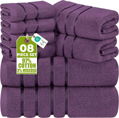 Utopia Towels vue avant de l’ensemble prune présentant un look élégant