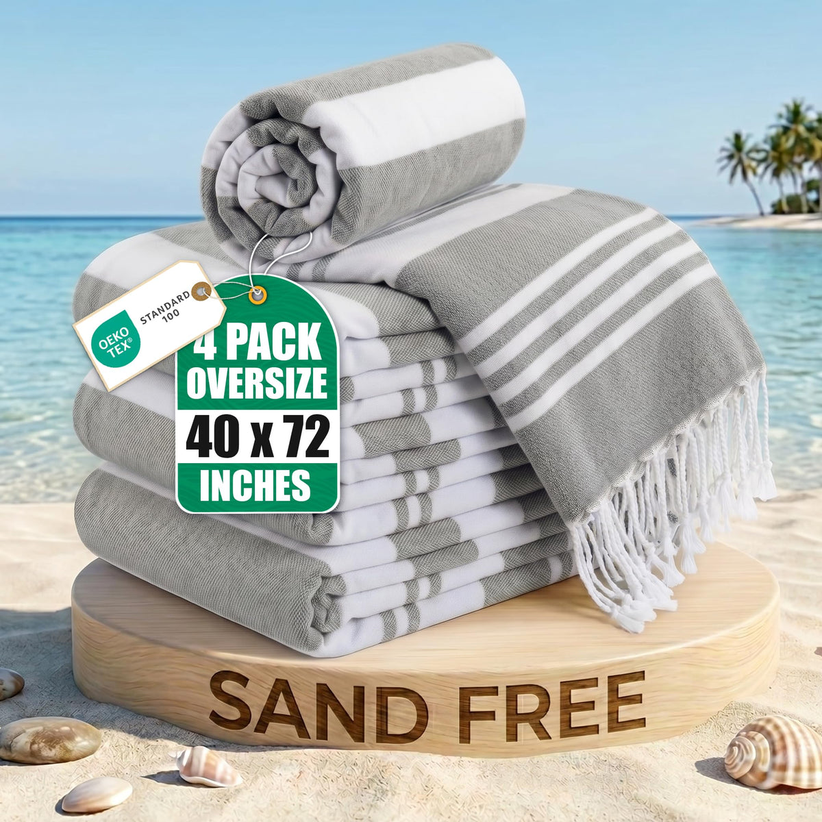 Utopia Towels vue avant emballée montrant le lot de 4 et l'économie d'espace
