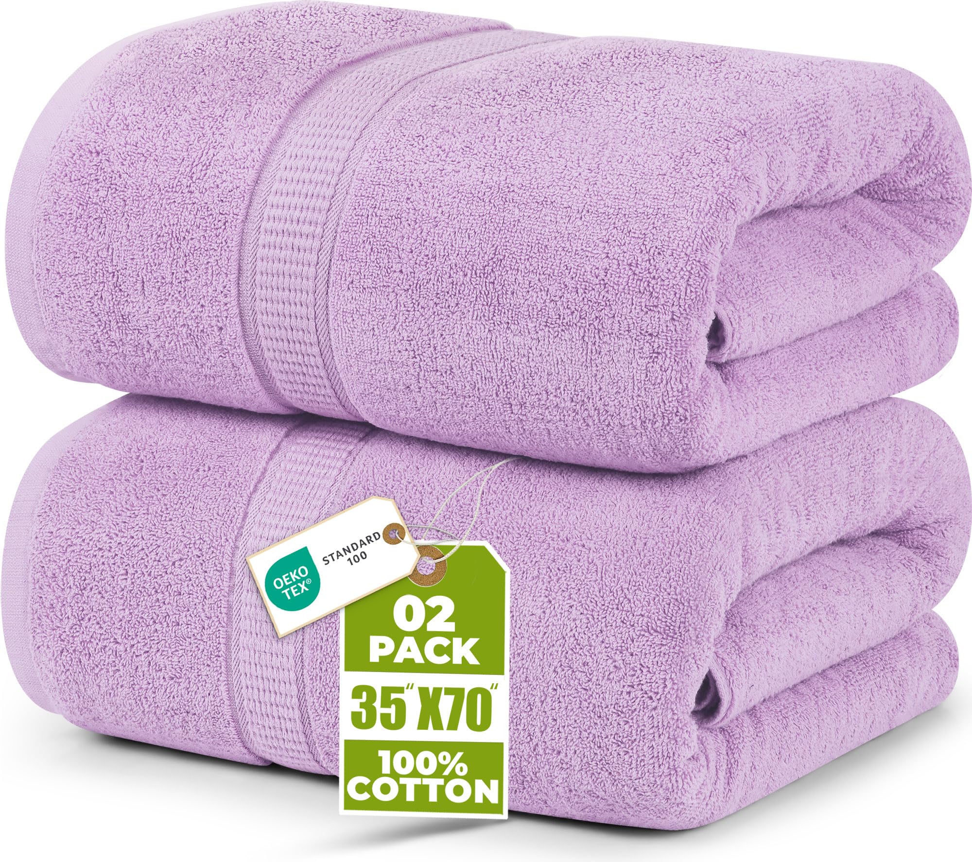 Utopia Towels vue avant du packaging montrant le lot de deux et la couleur lavande