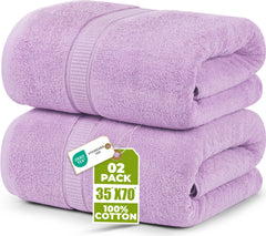 Utopia Towels vue avant du packaging montrant le lot de deux et la couleur lavande