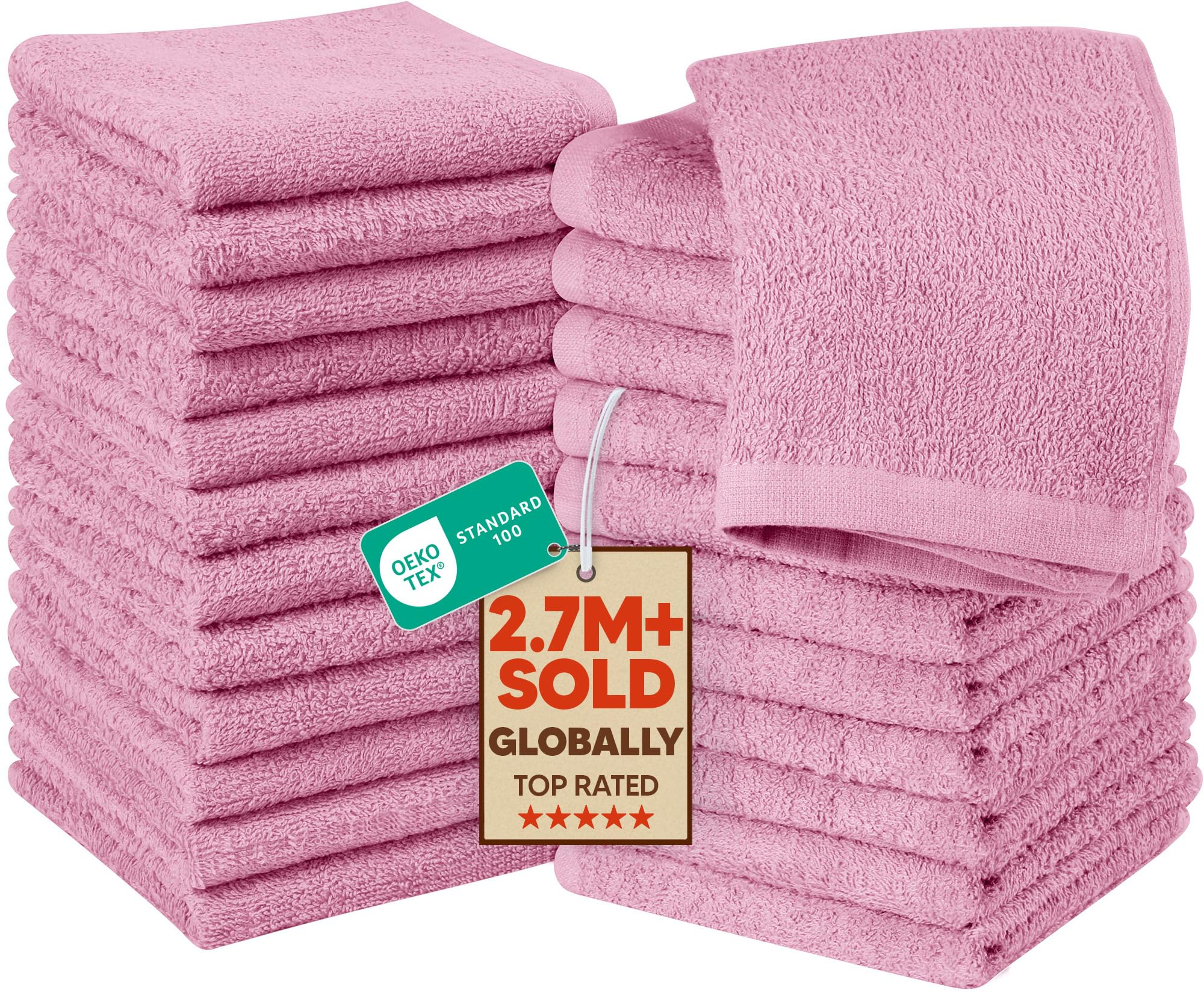 Utopia Towels face avant rose montrant l'ensemble et un aspect accueillant
