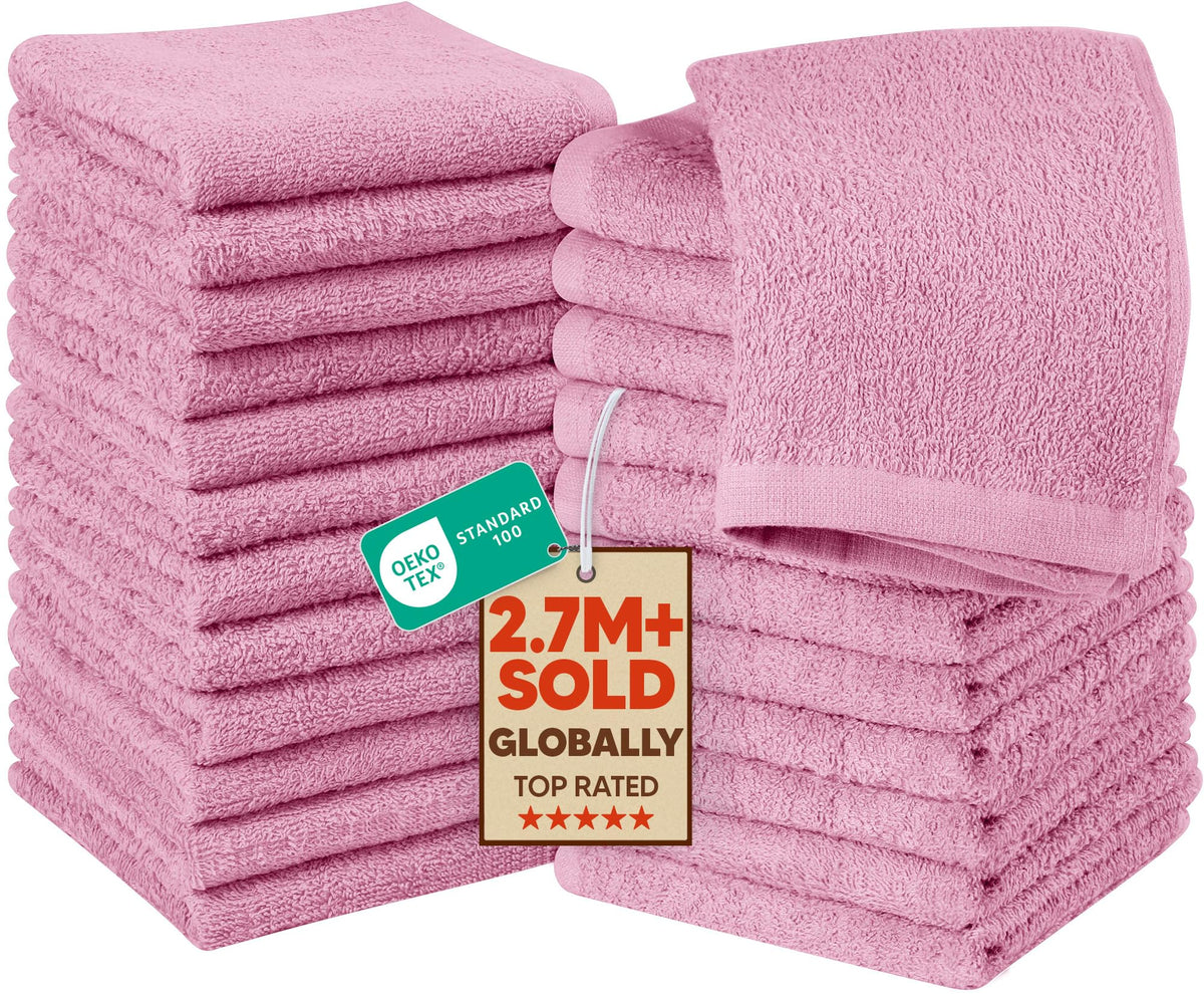 Utopia Towels face avant rose montrant l'ensemble et un aspect accueillant