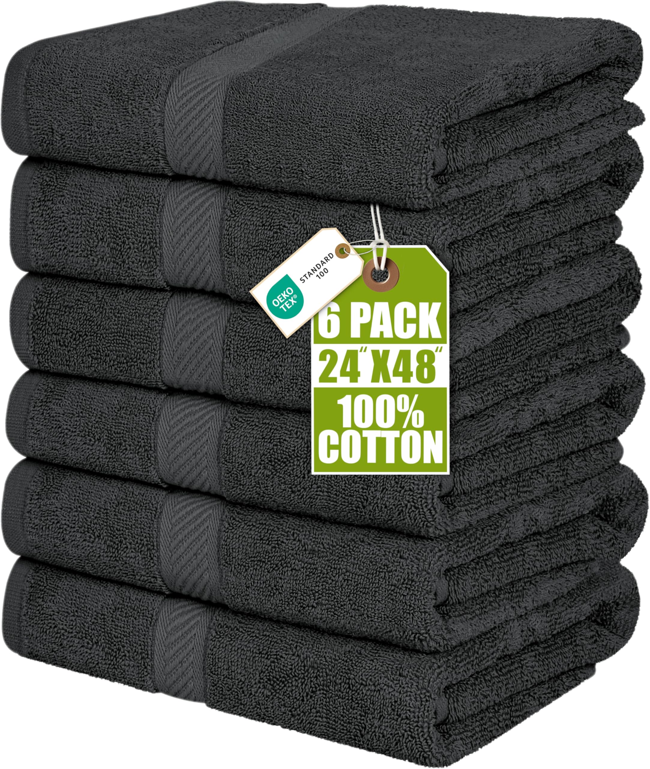 Utopia Towels vue avant du lot de 6 serviettes gris, pratique et élégant