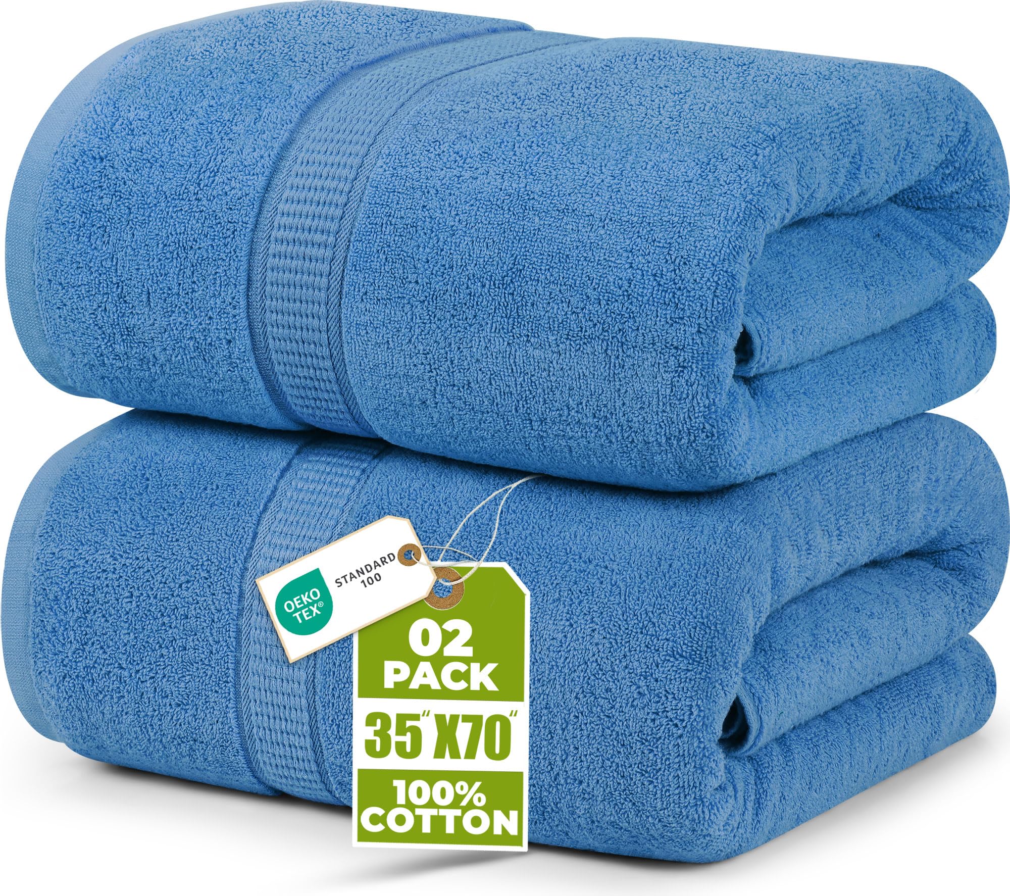 Utopia Towels vue avant du lot bleu électrique montrant le packaging et la couleur vive
