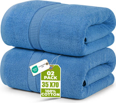 Utopia Towels vue avant du lot bleu électrique montrant le packaging et la couleur vive