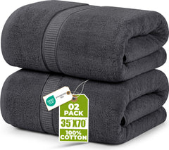 Utopia Towels emballage avant gris présentant lot de deux serviettes absorbantes