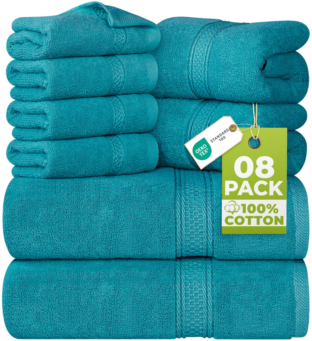 Utopia Towels emballage ensemble 8 pièces teal, présentation pratique