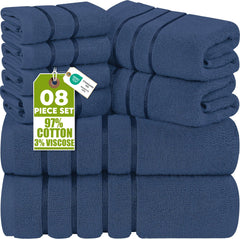 Utopia Towels paquet devanture navy montrant set complet et présentation élégante