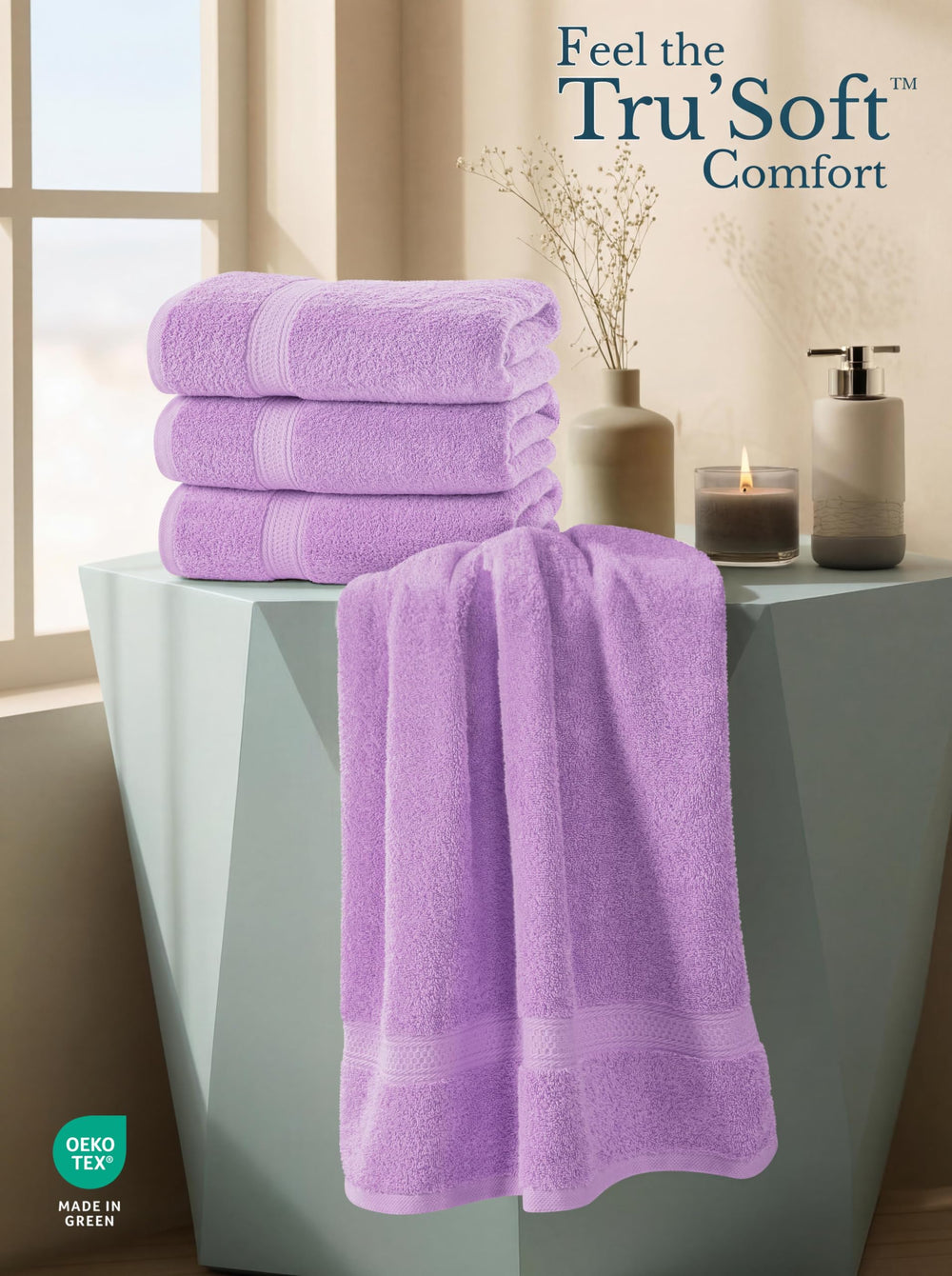 Utopia Towels pile pliée prête à stocker, facilite le réassortiment