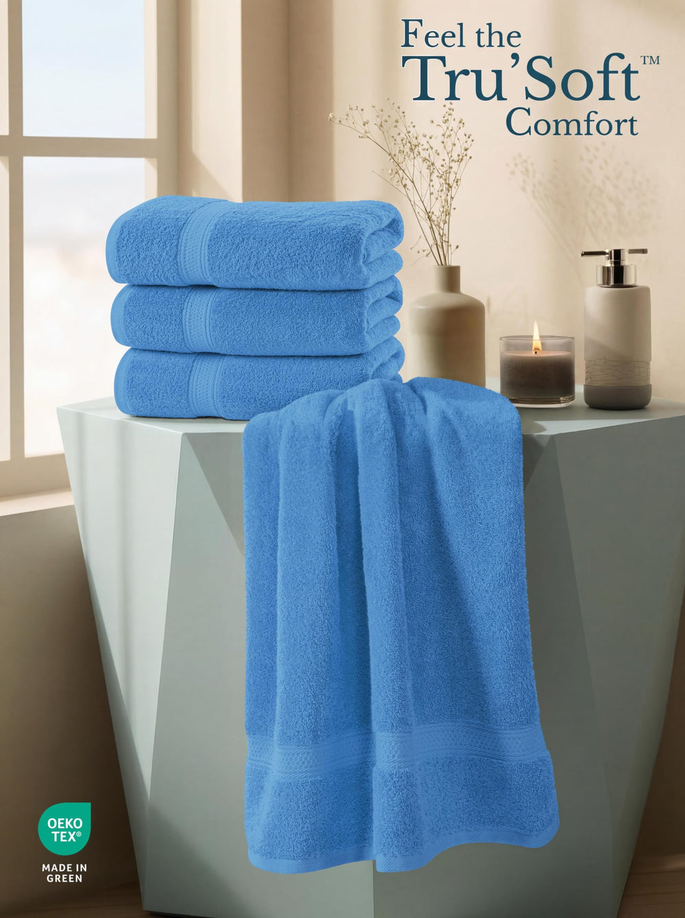 Utopia Towels serviettes pliées et empilées pour un rangement facile et propreté