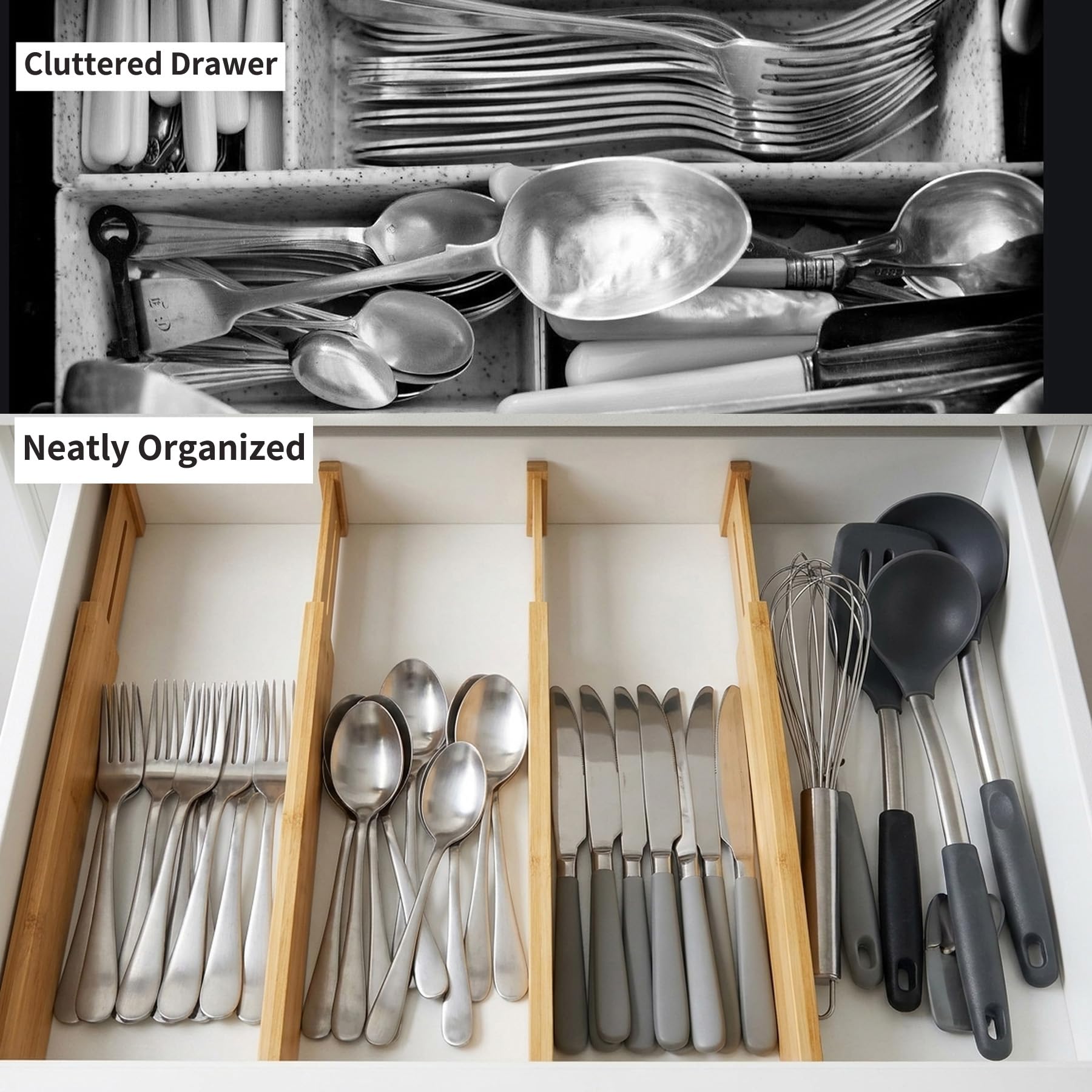 Utoplike séparateur installé dans tiroir illustrant ajustement facile