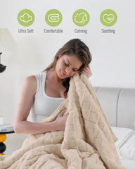 Uttermara couverture étendue sur lit queen démontrant couverture complète