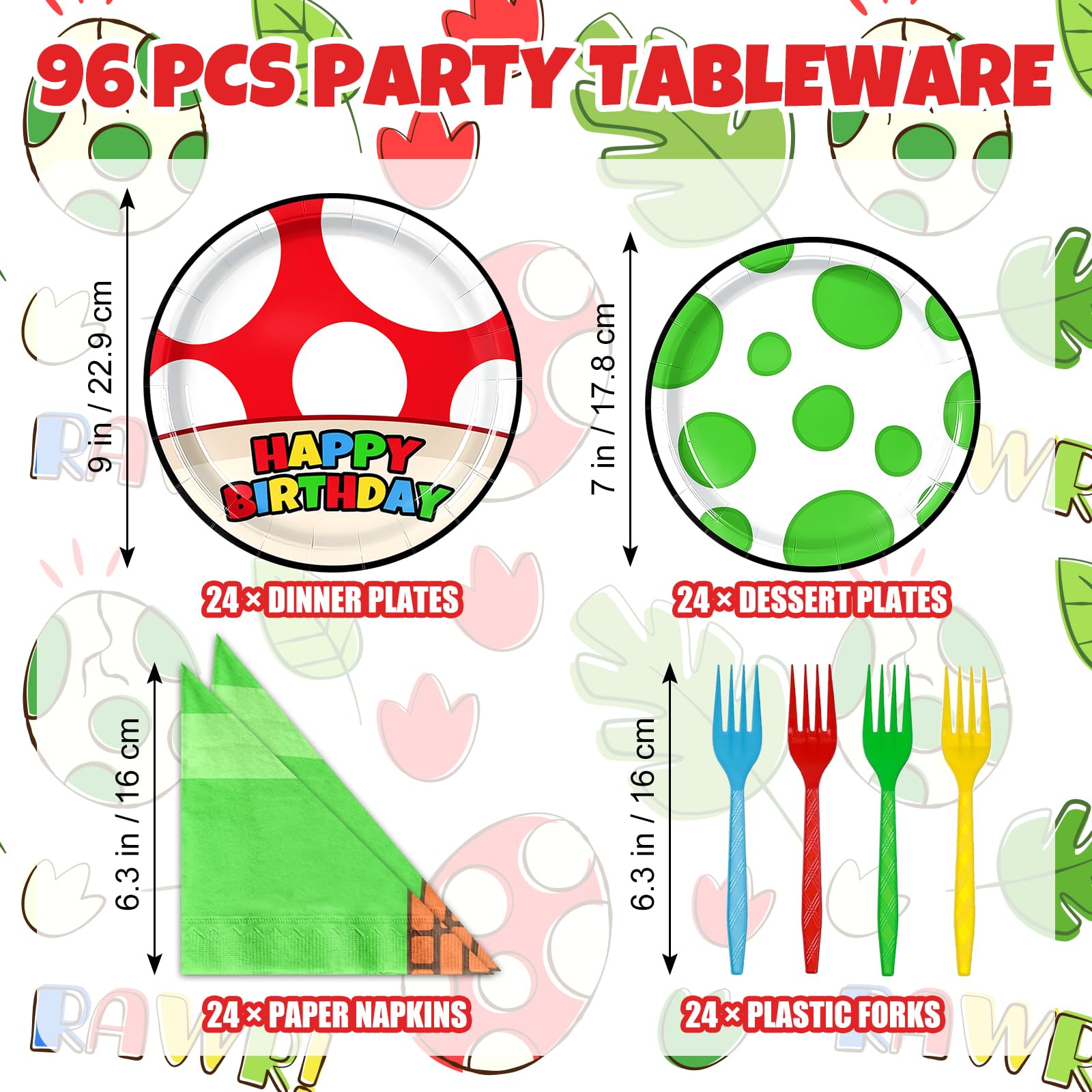 Uywgaun comparaison taille assiettes montrant 9" et 7" pour portions variées
