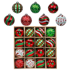 Valery Madelyn ensemble 16 boules présenté, couleurs vives pour un sapin harmonieux
