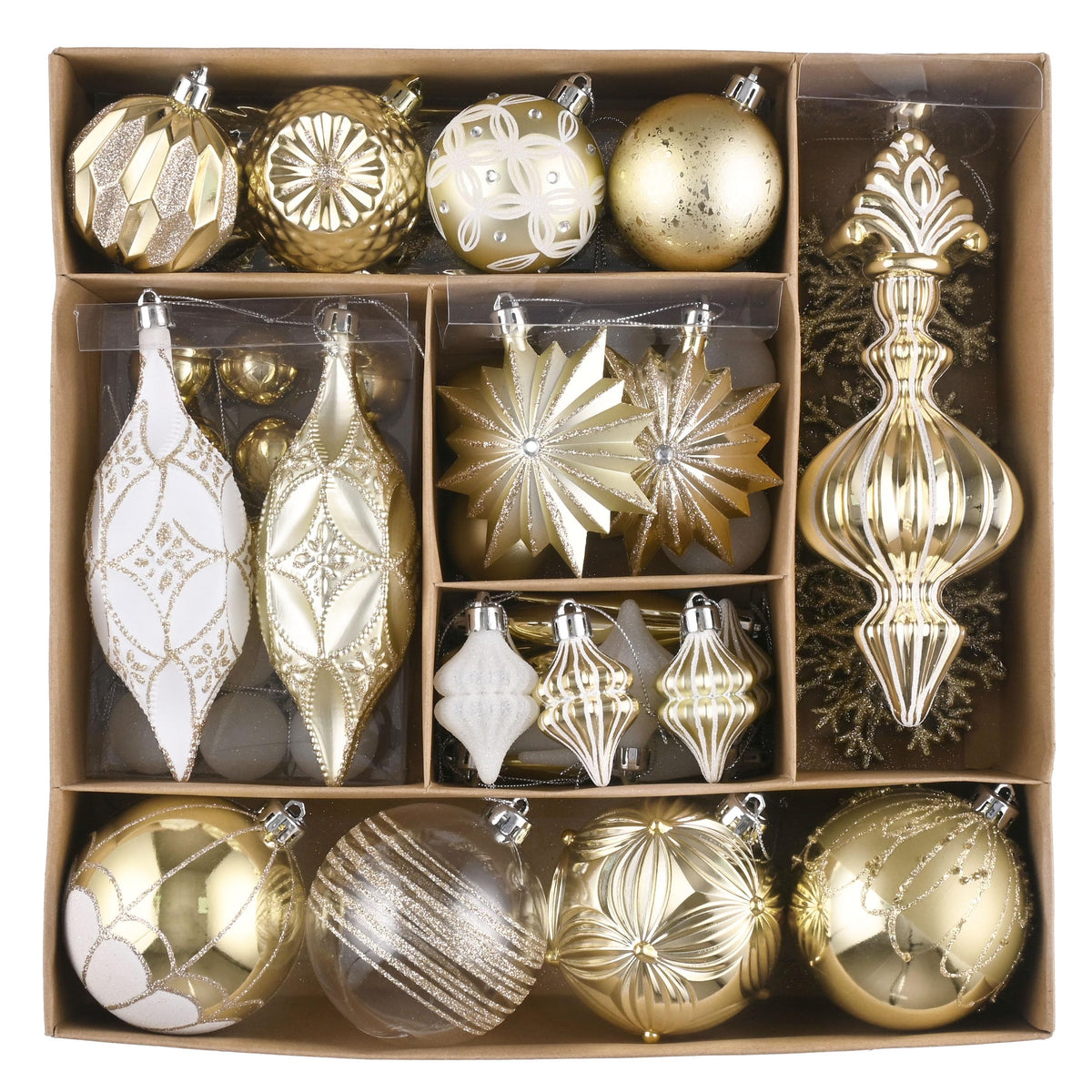Valery Madelyn packaging montrant les 80 ornements, rangement pratique