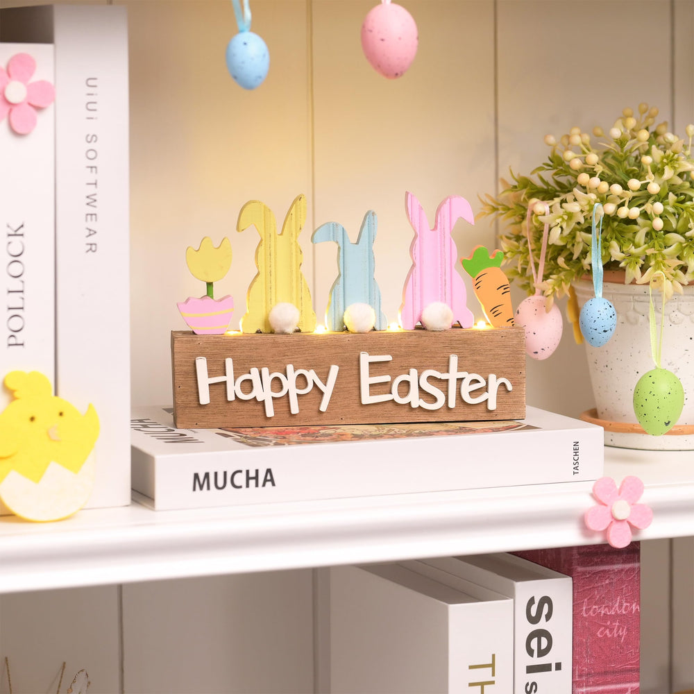 Valery Madelyn pompons et enseigne Happy Easter, apporte richesse visuelle