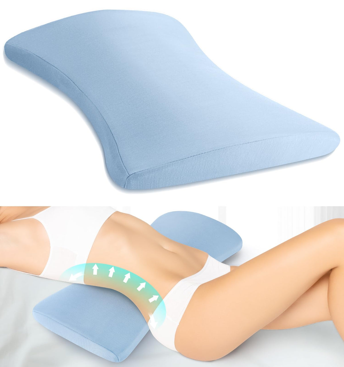 vamorry vue avant du coussin montrant la forme ergonomique et confort