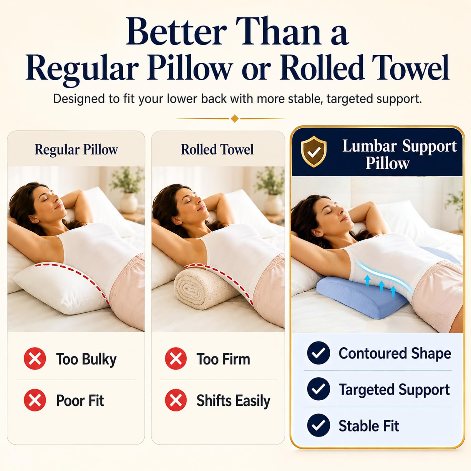 vamorry coussin sur le dos montrant soutien lombaire et posture neutre