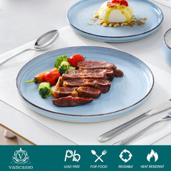 vancasso set d'assiettes à dessert Bonita Blue idéal pour portions et présentations