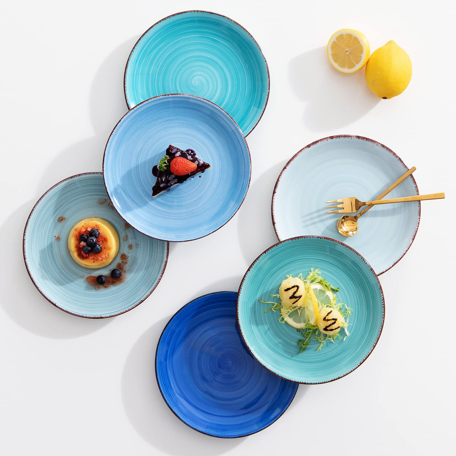 Table dressée avec vancasso Bonita Blue montrant ambiance moderne et rustique coordonnée
