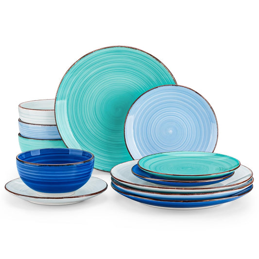vancasso ensemble face présentant 12 pièces bleu pour table élégante
