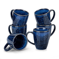 vancasso ensemble devant montrant six mugs bleus élégant et coordonné