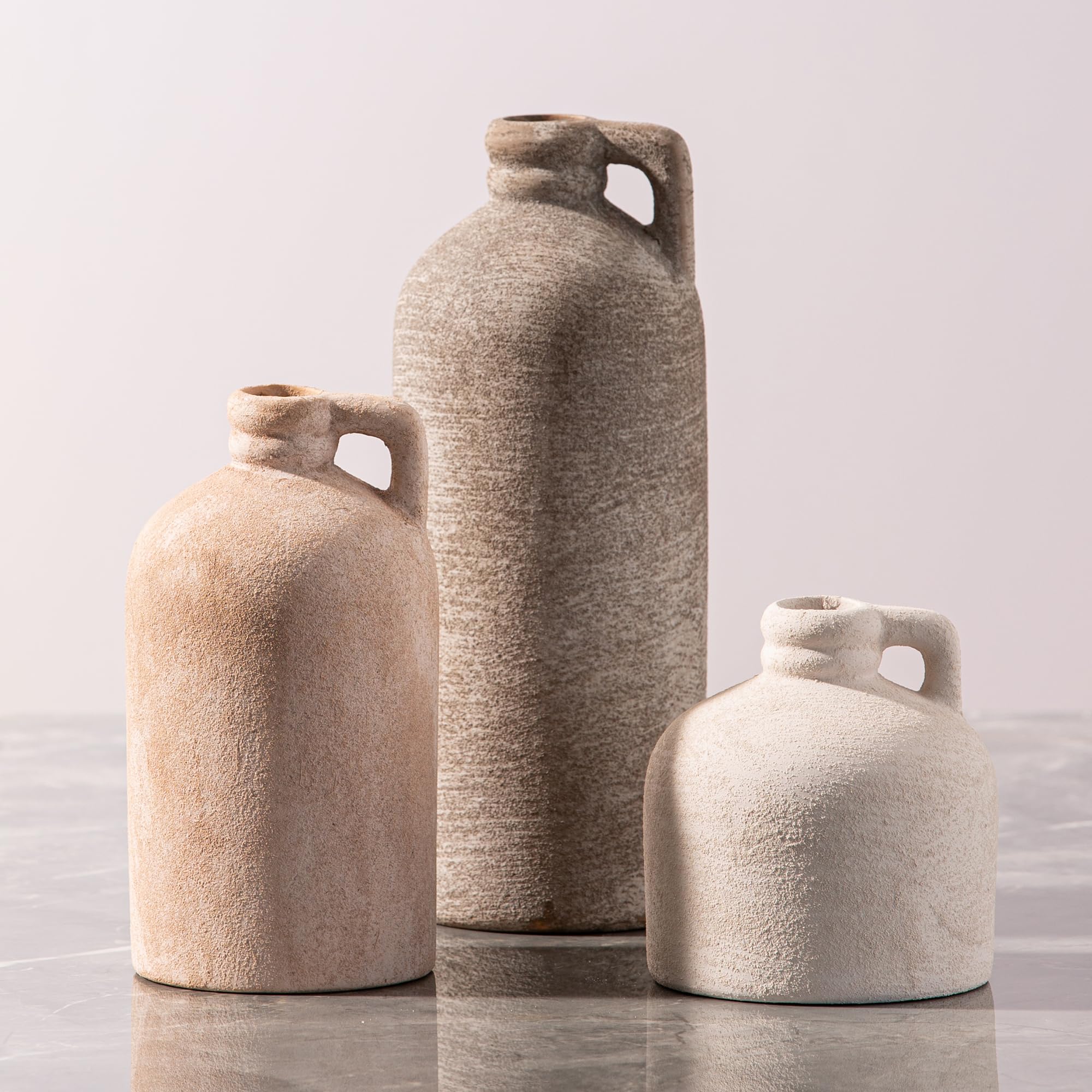 Vanselia vue avant des trois vases pour centre de table élégant