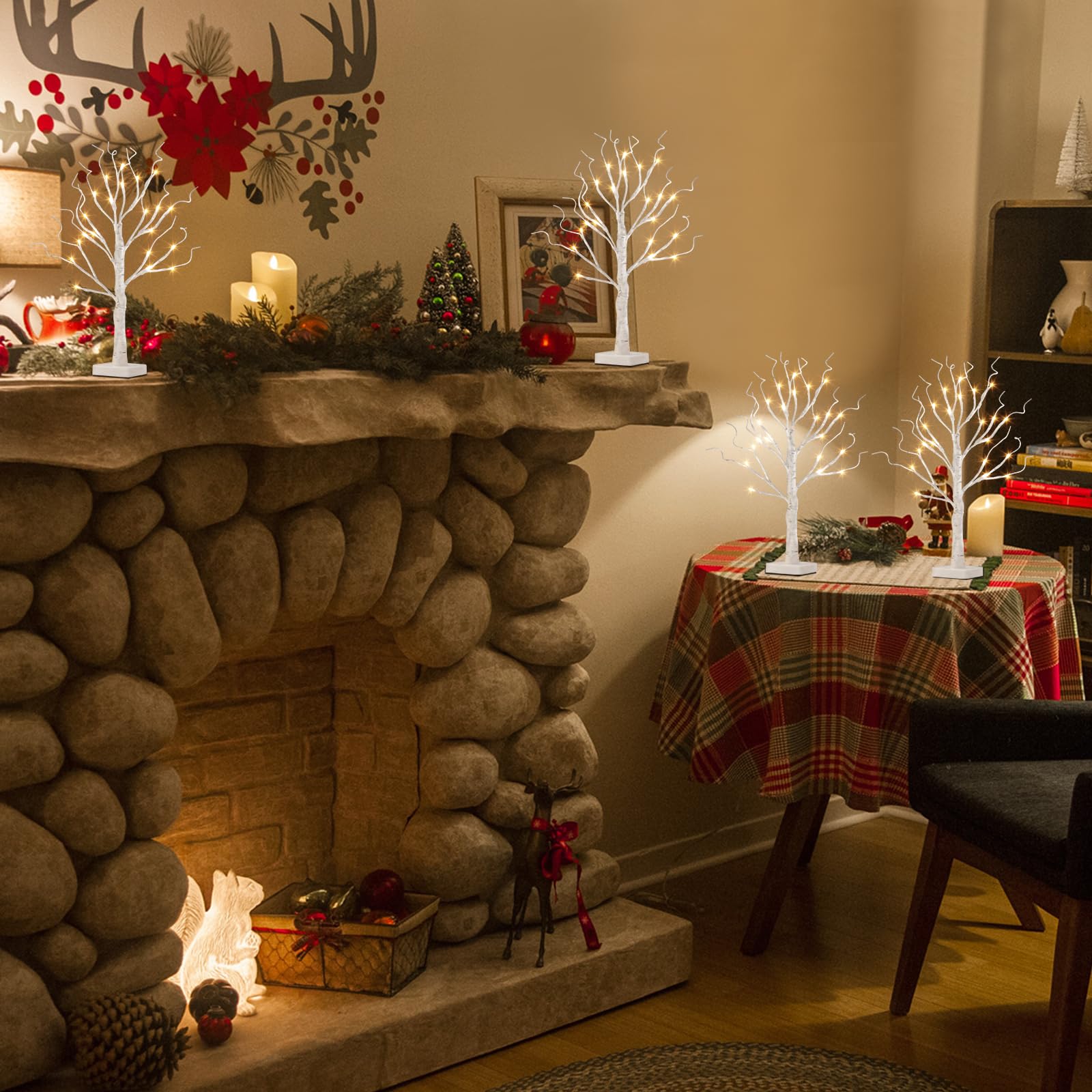 Vanthylit arbre posé sur table décorée, crée atmosphère festive instantanée