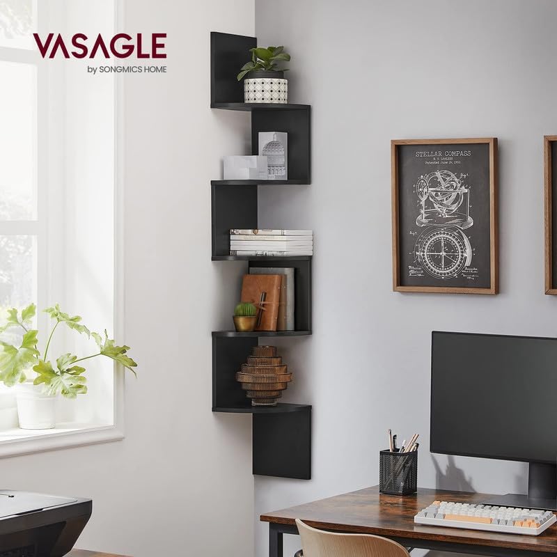VASAGLE étagère d'angle vue latérale soulignant design épuré