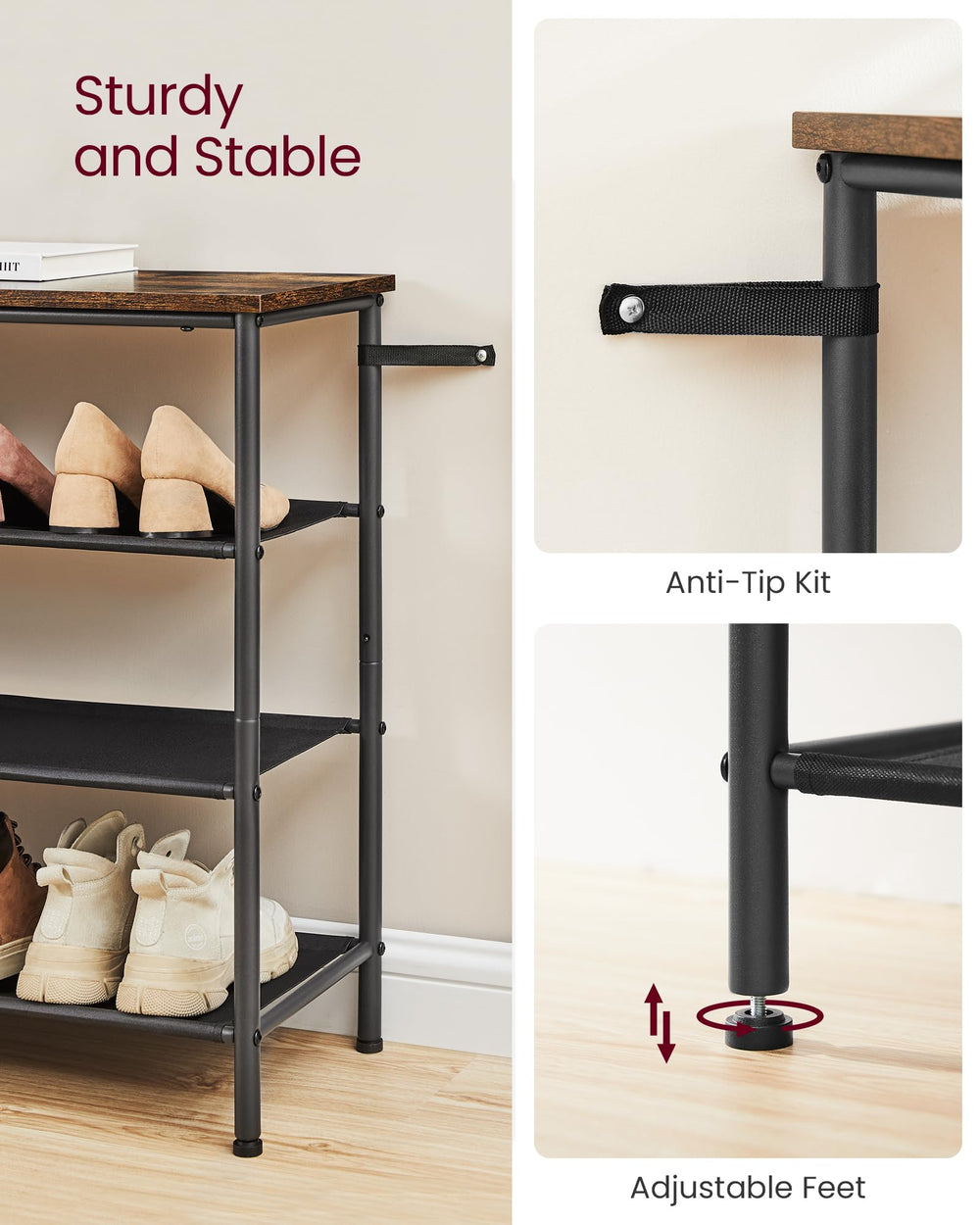 VASAGLE pieds réglables adaptables aux sols irréguliers pour stabilité