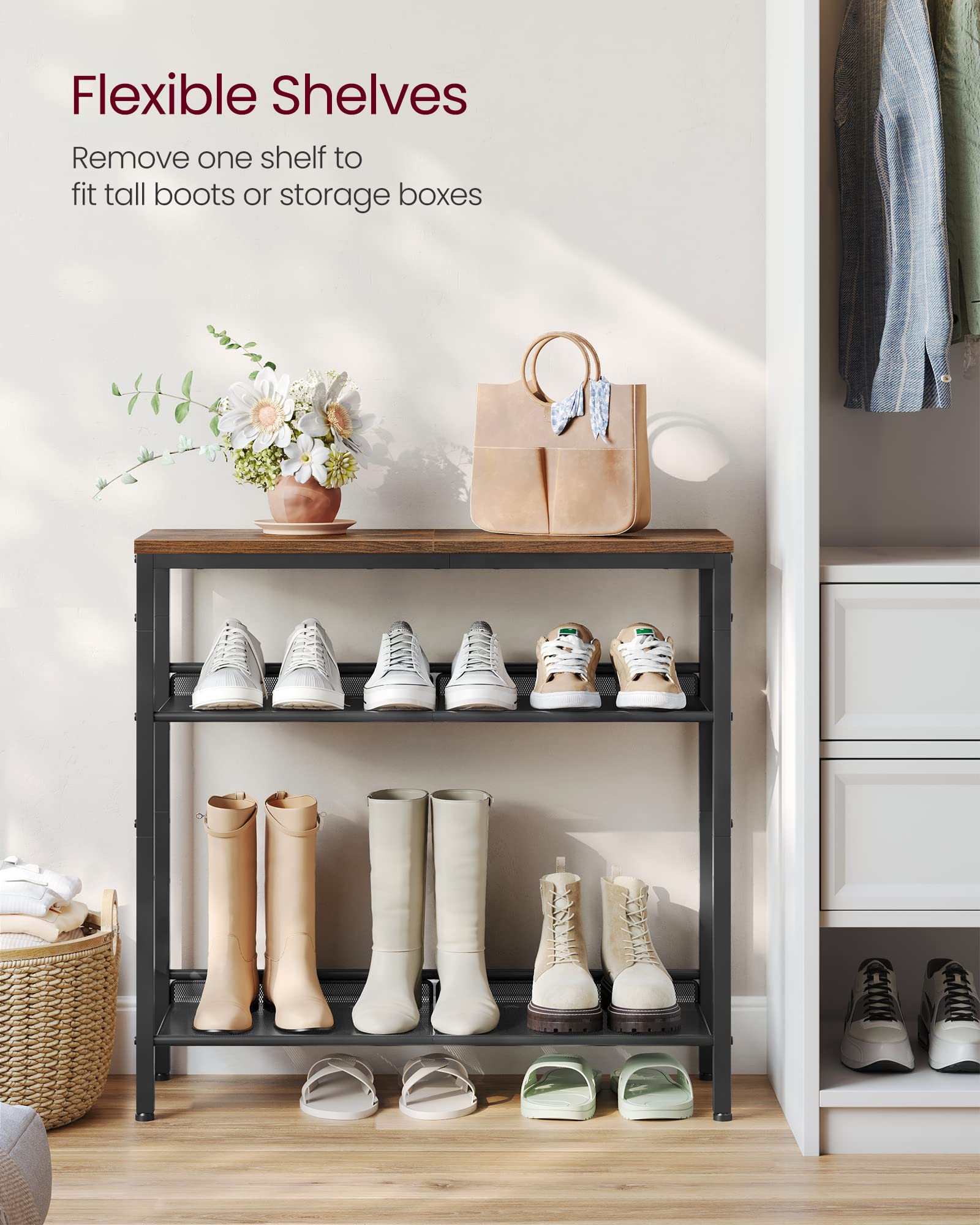 VASAGLE plan supérieur utilisé pour poser sac et décoration pratique