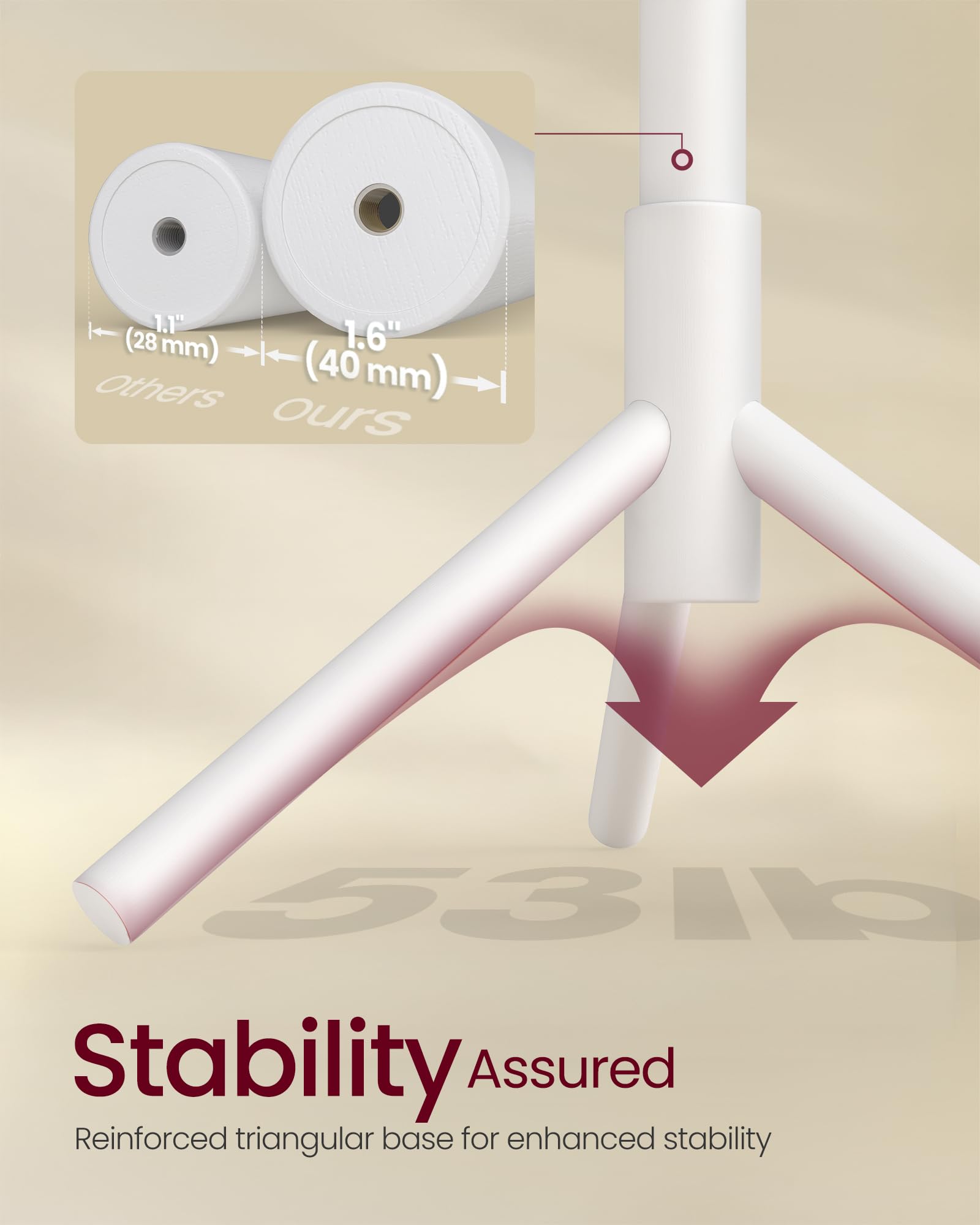 VASAGLE base triangulaire illustrant stabilité et support fiable pour charges