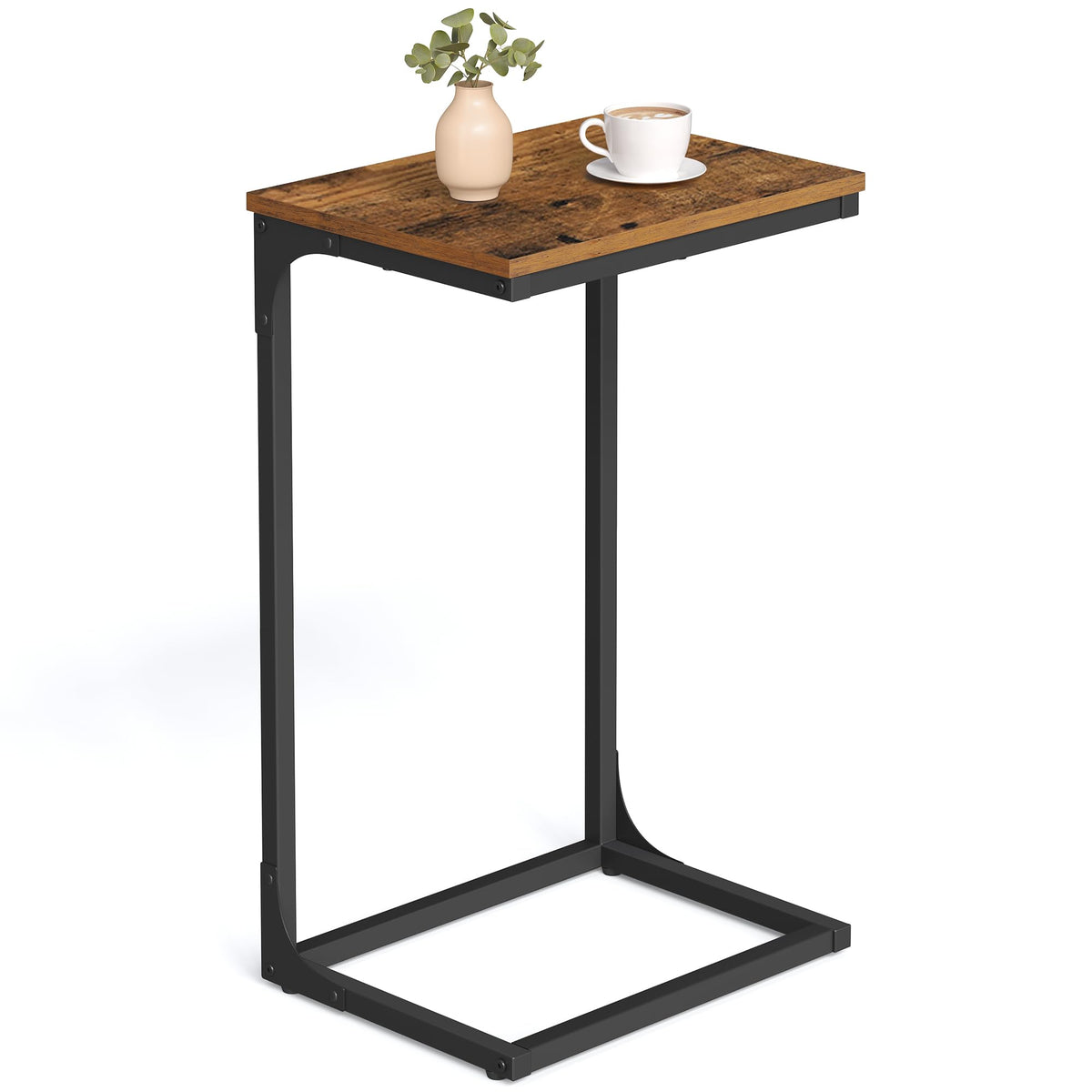 VASAGLE vue de face de la table en C montrant design compact et stabilité