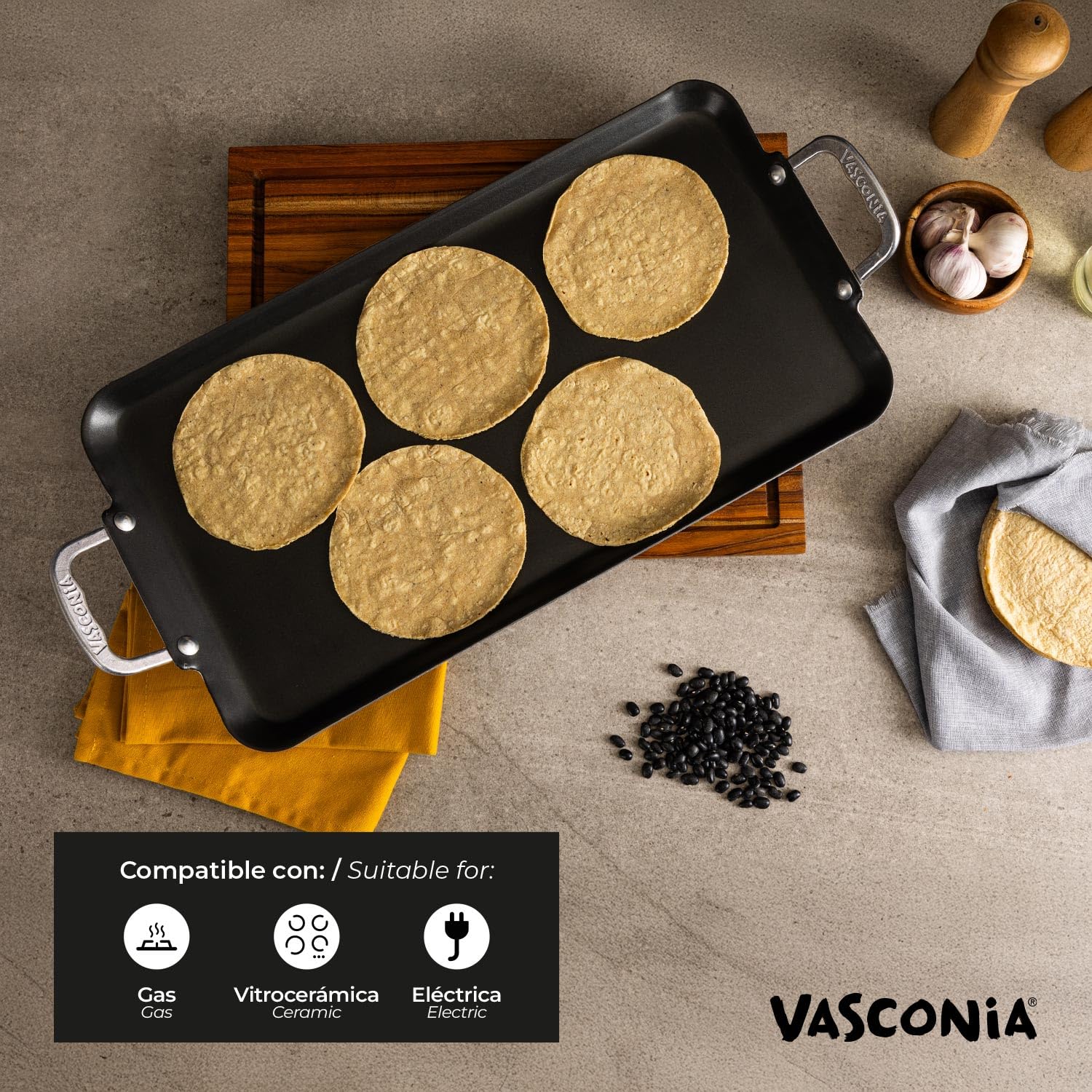 Vasconia comparaison taille avec assiette illustrant la grande surface