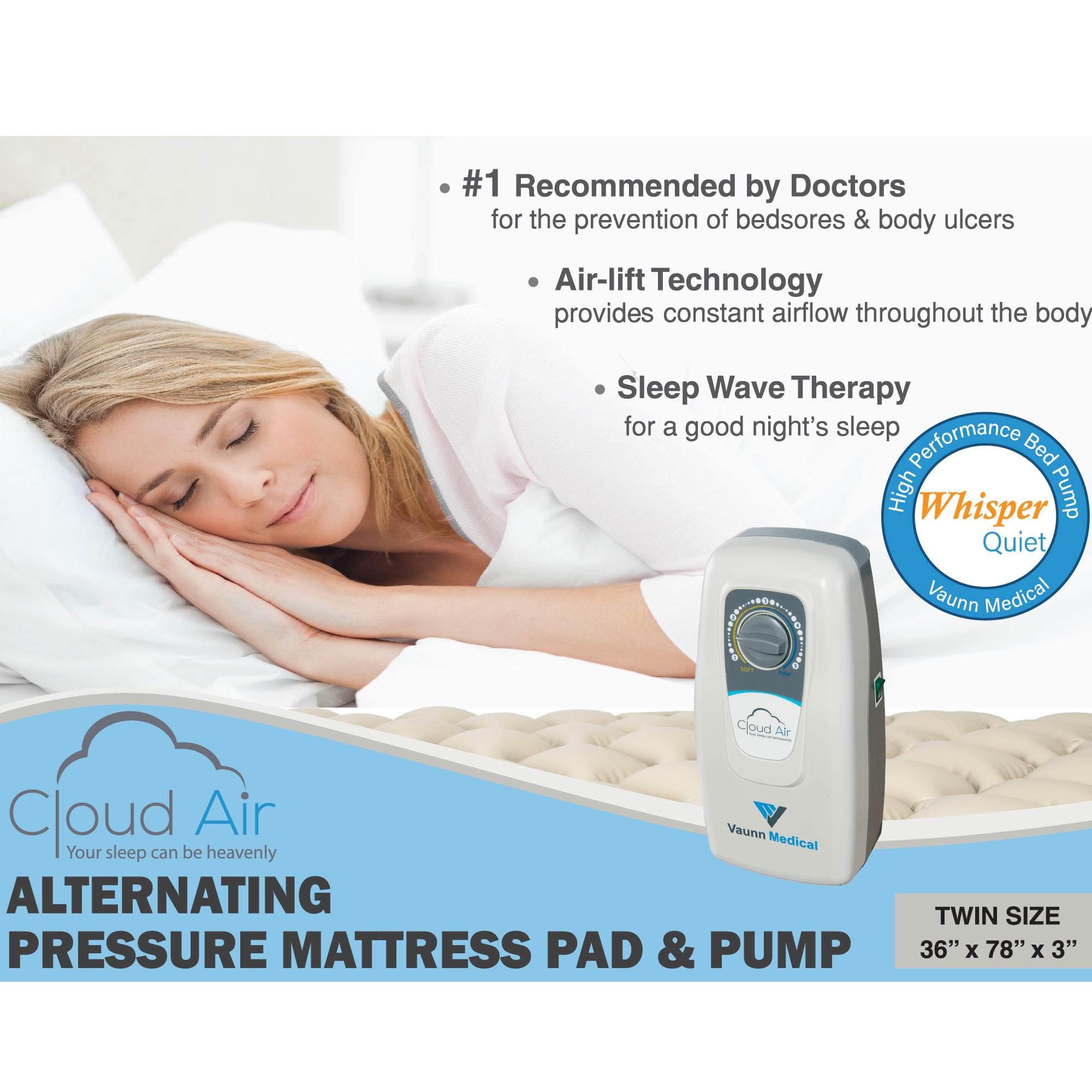 Vaunn pompe whisper quiet et commande avec réglages pour confort personnalisé