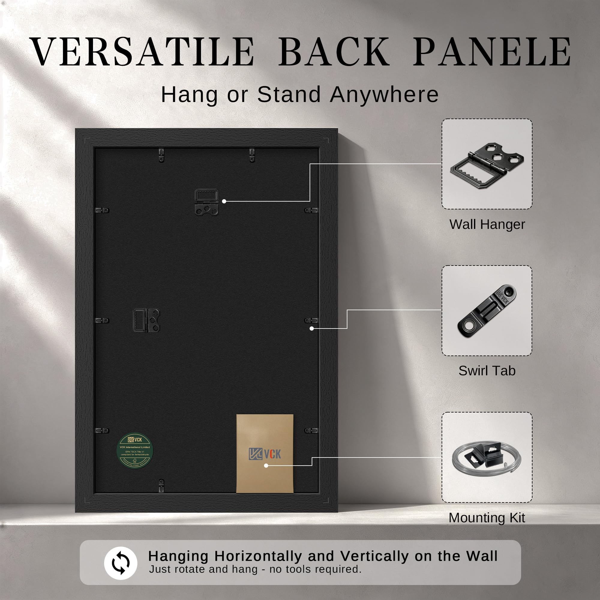 VCK cadre 11x17 plexiglas gros plan protégeant l’affiche sans reflet
