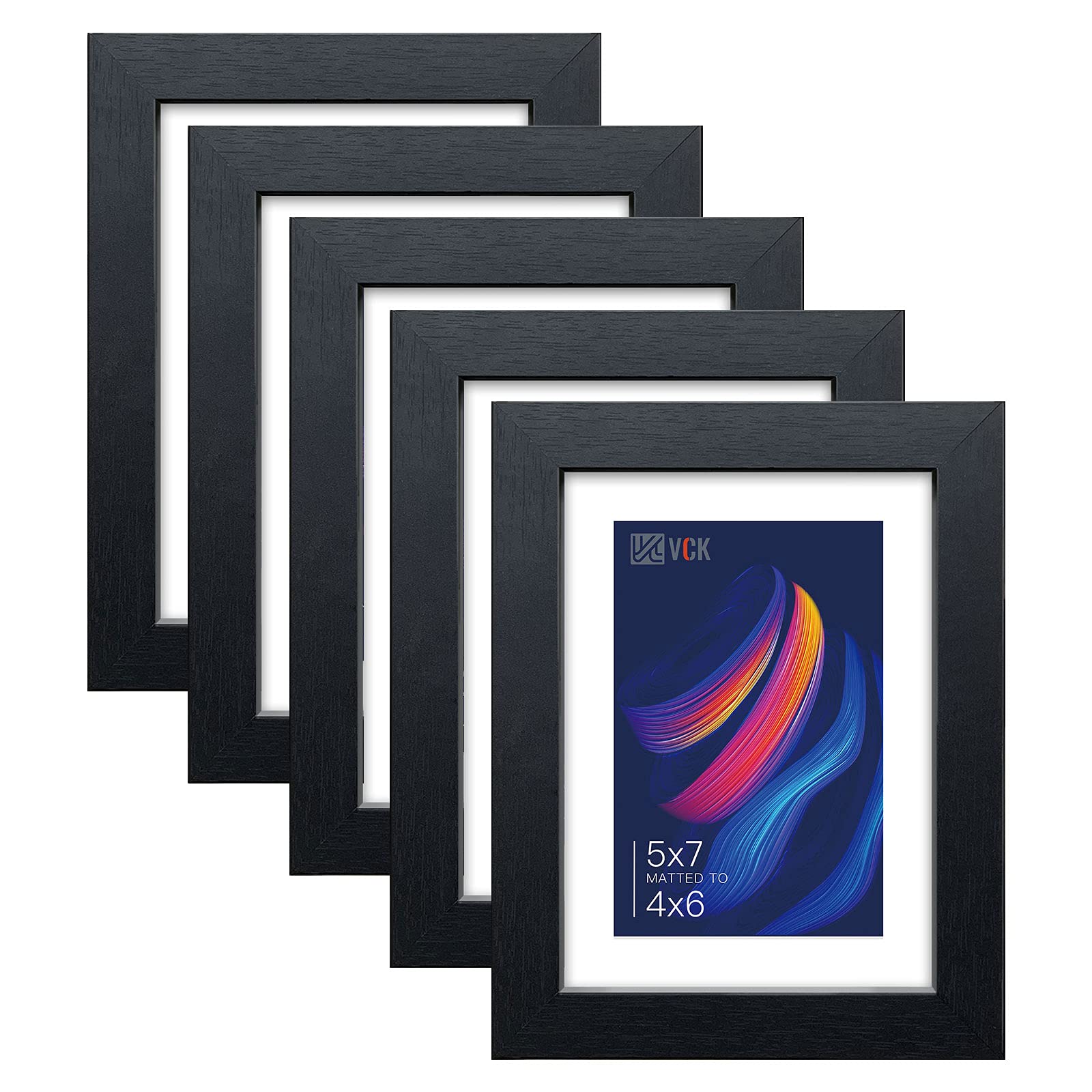 VCK cadre 5x7 noir pack de cinq montrant un arrangement élégant
