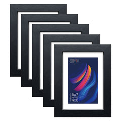 VCK cadre 5x7 noir pack de cinq montrant un arrangement élégant
