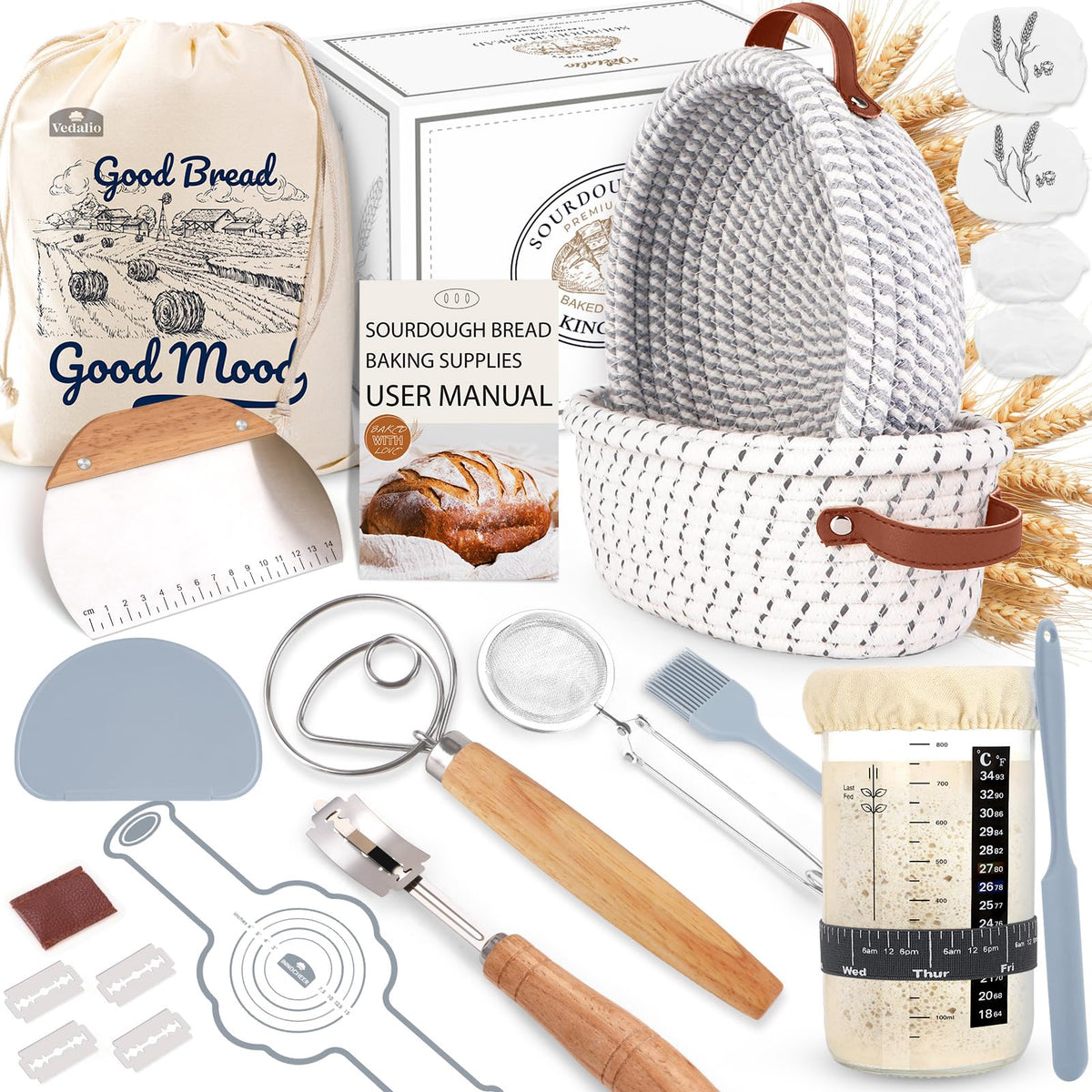 VEDALIO panier rond de fermentation montrant tenue et motif de croûte