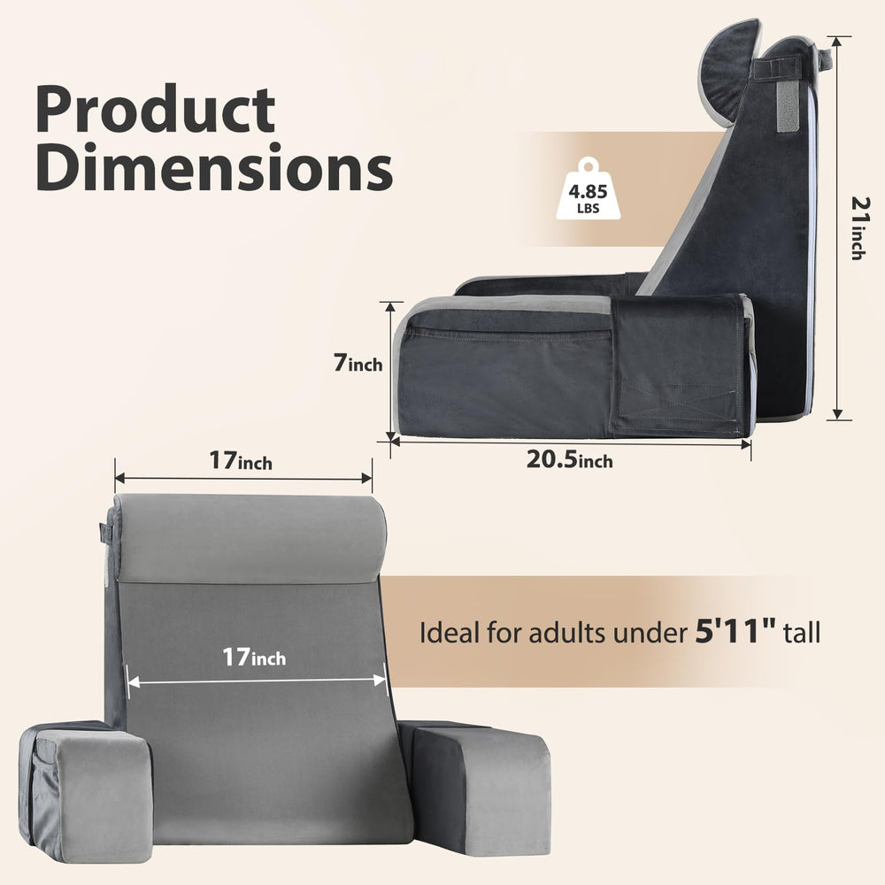 Vekkia coussin utilisé au lit pour lire montrant confort et posture améliorée