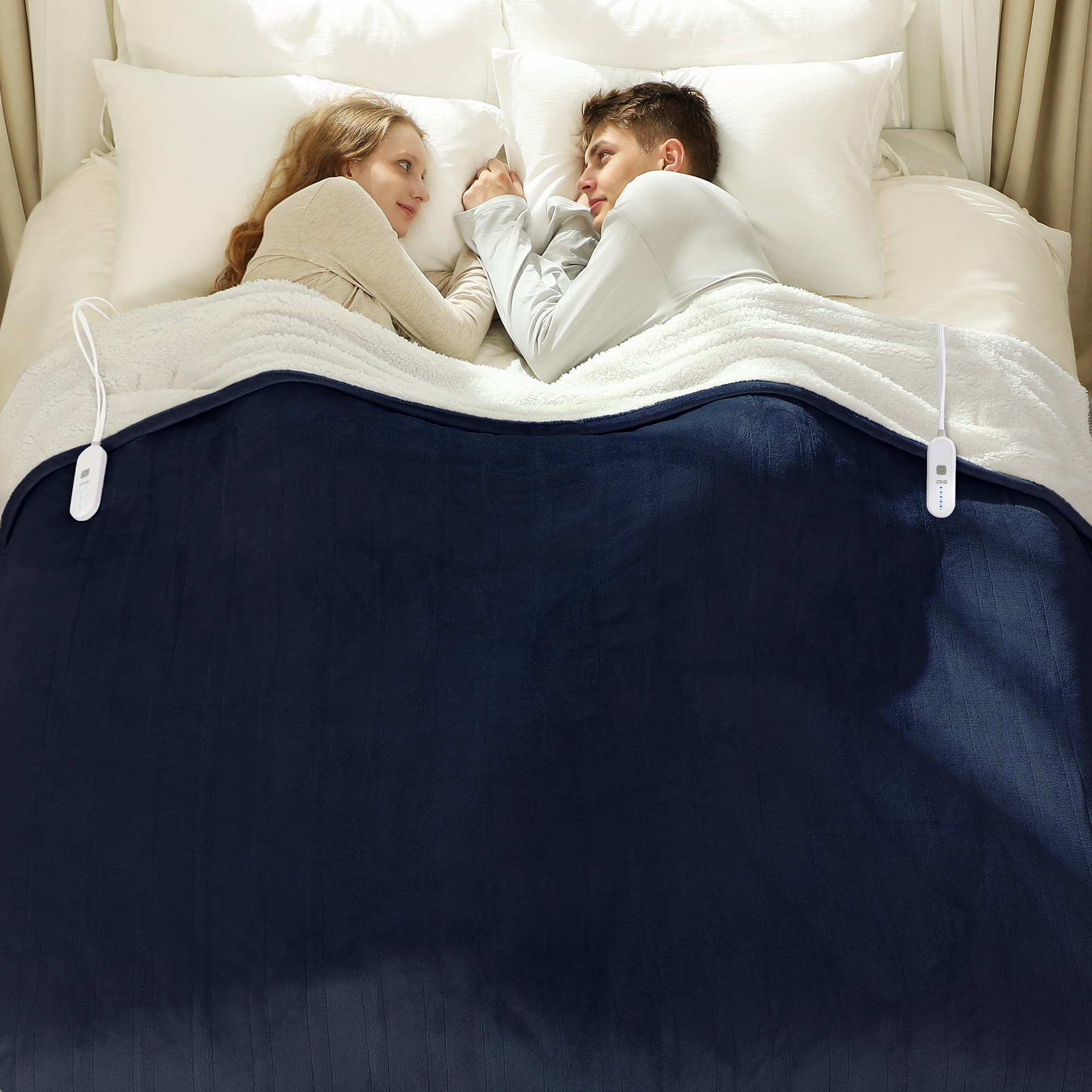 VELLUBAM plaid face avant bleu marine, chaleur uniforme et design élégant